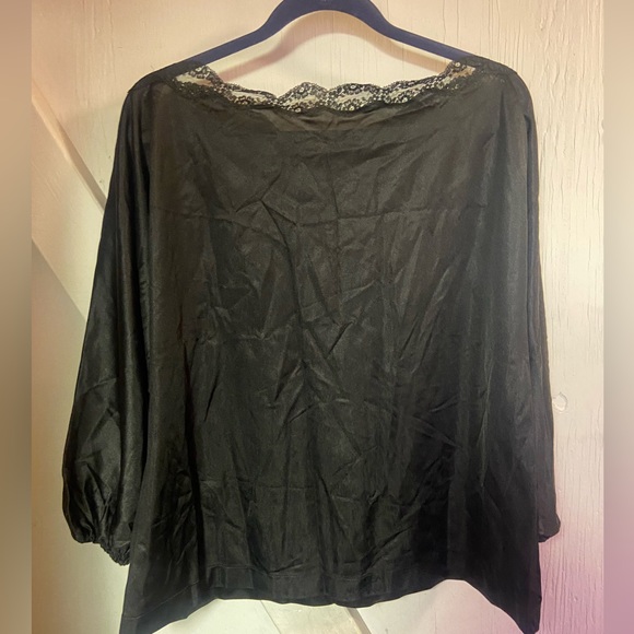 Vintage Annique by Rosa black satin three piece lounge nightwear set ladies med - Picture 9 of 15